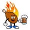 Hot Wing Mascot with Beer