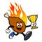 Hot Wing Mascot Running with a Trophy