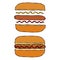 Hotdog. Bun, Sausage, Ketchup, Mustard. Fast Food Collection. Hand Drawn High Quality Traced Vector Illustration. Doodle