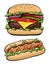 Hotdog and burger illustration fast food,