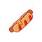 Hotdog icon with sausage isolated on white background.Hot dog label design element