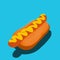 hotdog illustration with cool blue background