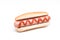 Hotdog and ketchup on white background