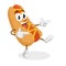 Hotdog mascot and background Hi pose