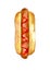 Hotdog with red ketchup. Hand drawn watercolor illustration isolated on white background