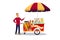 Hotdogs Food Stand Vendor Vector Illustration