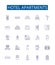 Hotel apartments line icons signs set. Design collection of Hotel, Apartments, Accommodation, Lodging, Suites, Residence