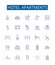 Hotel apartments line icons signs set. Design collection of Hotel, Apartments, Accommodation, Lodging, Suites, Residence