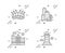 Hotel, Arena stadium and Skyscraper buildings icons set. Lighthouse sign. Vector