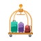 Hotel baggage cart icon, cartoon style