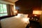 Hotel bedroom interior with double bed