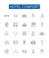 Hotel comfort line icons signs set. Design collection of Convenience, Amenity, Luxury, Accommodation, Coziness, Homey