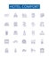 Hotel comfort line icons signs set. Design collection of Convenience, Amenity, Luxury, Accommodation, Coziness, Homey