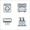 hotel essentials line icons. linear set. quality vector line set such as soap bottle, air conditioner, living room