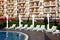 Hotel facade balconies in Golden Beach