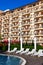 Hotel facade balconies in Golden Beach