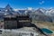 Hotel in Gornergrat with the Matterhorn mountain in background at Swiss Alps, Valais, Switzerland