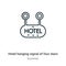 Hotel hanging signal of four stars outline vector icon. Thin line black hotel hanging signal of four stars icon, flat vector