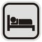 Hotel icon, person at bed, frame, eps.