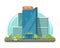 Hotel isolated on city street vector illustration, flat modern skyscraper hotel building near road