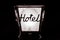 Hotel Lamp Word Black White Inn Resort Motel Metal Frame Light N