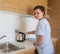 Hotel maid in the kitchen