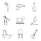Hotel management icons set, outline style