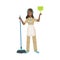 Hotel Professional Maid With Dustpan And Broom Illustration