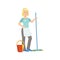 Hotel Professional Maid Washing The Floor Illustration