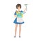 Hotel Professional Maid With Window Washing Equipment Illustration