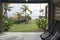 A hotel room with an amazing garden and ocean view