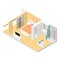 Hotel room isometric detailed set