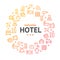 Hotel Round Design Template Line Icon Concept. Vector