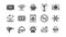 Hotel service icons. Wi-Fi, Air conditioning and Washing machine. Classic set. Vector