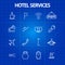 Hotel services thin line icons