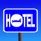 Hotel sign with bed symbol