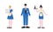 Hotel Staff Character in Uniform with Waitress and Chambermaid Vector Set