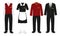 Hotel staff uniform set, vector illustration isolated