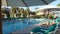 Hotel swimming pool 4k time lapse in uae