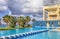 Hotel swimming pool and beautiful sea view, Cyprus.