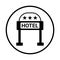 Hotel, three, star icon. Black vector graphics