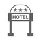 Hotel, three, star icon. Gray vector graphics