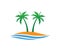 Hotel tourism holiday summer beach coconut palm tree vector logo design