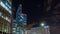 Hotel and Towers in La Defense Business District at Night With Cloudy Sky