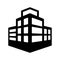 Hotel, warehouse, building icon. Black vector graphics