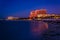 Hotels along the Gulf of Mexico at night in Clearwater Beach, Fl