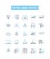 hotels and motels vector line icons set. Lodgings, Accommodations, Inns, Resorts, Suites, Motels, Hostels illustration