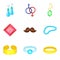 Hotly darling icons set, cartoon style