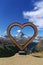 Hoto frame in Wooden Heart with Alps Matterhorn on the top of hiking trail Rothorn