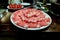 Hotpot beef rolls closeup on plate